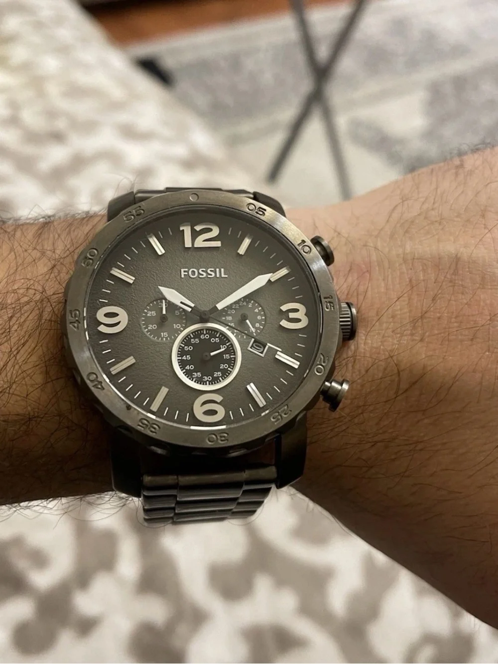 Fossil Nate Chronograph Smoke Quartz JR1437 Stainless Steel Watch